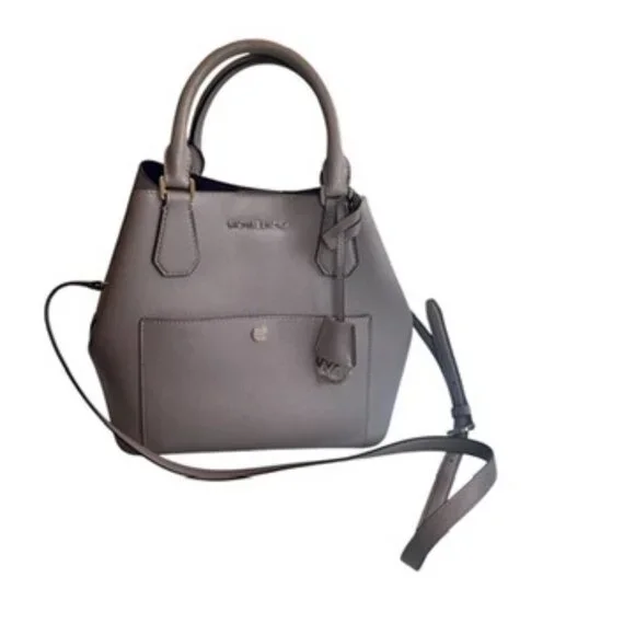 Michael Kors Greenwich Saffiano Leather Bucket Bag Grey/Purple, Arm & Crossbody - Picture 1 of 15